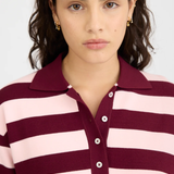 Rossy Knit Polo - Cherry /Soft Pink Stripe