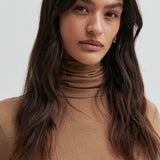 Matima Merino Blend High Neck Tee - Camel Melange