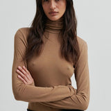 Matima Merino Blend High Neck Tee - Camel Melange