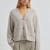 Alpha Knit Cardigan - Mid Brown Melange