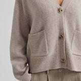 Alpha Knit Cardigan - Mid Brown Melange