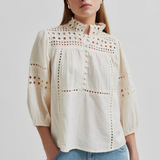 Brunie Hight Neck Blouse - Ecru