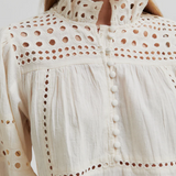 Brunie Hight Neck Blouse - Ecru