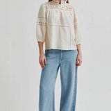 Brunie Hight Neck Blouse - Ecru