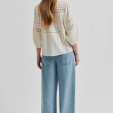 Brunie Hight Neck Blouse - Ecru