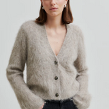 Karla Fluffy Cardigan - Pumice Stone
