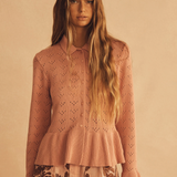 Alba Senese Crochet Ruffle Cardigan