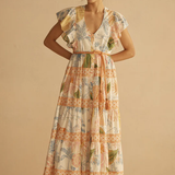 Alcio Ruffle Sleeve Tiered Maxi Dress