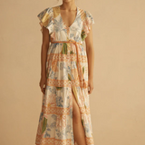 Alcio Ruffle Sleeve Tiered Maxi Dress