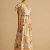 Alcio Ruffle Sleeve Tiered Maxi Dress