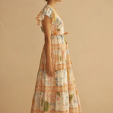 Alcio Ruffle Sleeve Tiered Maxi Dress