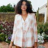 Adeline Blazer - Peony / Antique Plaid