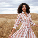 Arlet Dress - Peony / Antique Stripe
