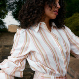 Lucinda Blouse - Peony / Antique Stripe