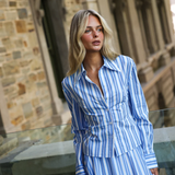 Sammi Shirt - Periwinkle Antique Stripe