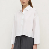 Aurora Cropped Cotton Poplin Shirt - White