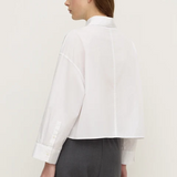 Aurora Cropped Cotton Poplin Shirt - White