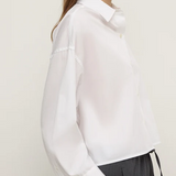 Aurora Cropped Cotton Poplin Shirt - White