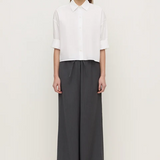 Aurora Cropped Cotton Poplin Shirt - White