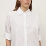 Aurora Cropped Cotton Poplin Shirt - White
