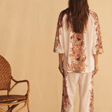 Scallop Billow Sleeve Blouse - Bel Fiore Trellis