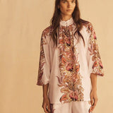 Scallop Billow Sleeve Blouse - Bel Fiore Trellis