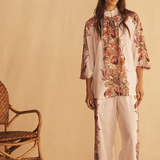 Scallop Billow Sleeve Blouse - Bel Fiore Trellis