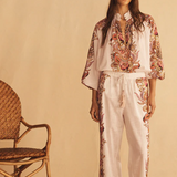 Scallop Billow Sleeve Blouse - Bel Fiore Trellis