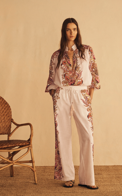 Scallop Billow Sleeve Blouse | Bel Fiore Trellis