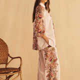 Scallop Billow Sleeve Blouse - Bel Fiore Trellis