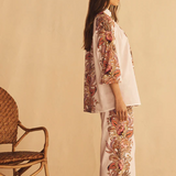 Scallop Billow Sleeve Blouse - Bel Fiore Trellis