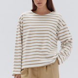 Bateau Long Sleeve Top - Tan/White Stripe