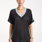 V Neck Jersey - Black/Blue