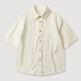 Boxy Denim Short Sleeve Shirt - Ecru