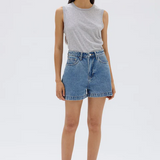 Boxy Denim Short - Dark Stone