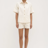 Mid Rise Vintage Denim Short - Ecru