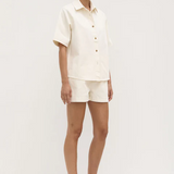 Mid Rise Vintage Denim Short - Ecru