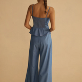Cambrico Pleated Wide Leg Pant