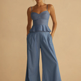 Cambrico Pleated Wide Leg Pant