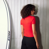 CCN Barefoot Drift Rib V Tee - Poppy