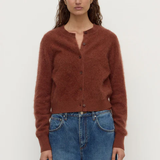 Carina Merino Wool Long Sleeve Cardigan - Burnt Amber