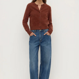 Carina Merino Wool Long Sleeve Cardigan - Burnt Amber