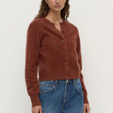 Carina Merino Wool Long Sleeve Cardigan - Burnt Amber