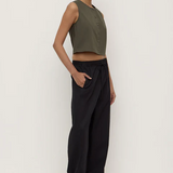 Cherri Button Front Top - Moss