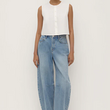 Cherri Button Front Top - White
