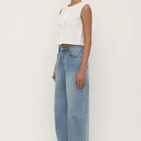 Cherri Button Front Top - White