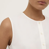 Cherri Button Front Top - White