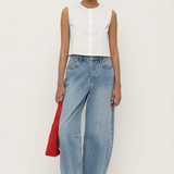 Cherri Button Front Top - White
