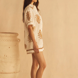 Cuffed Short Sleeve Shirt - Dalla Palma Embroidered