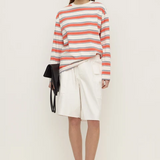 Eliana Stripe Cotton Long Sleeve Tee - Dahlia Stripe
